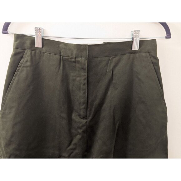 Dark Olive Green Knee-Length Skirt With Adjustable Waist & Pockets - Picture 3 of 7